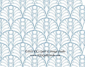 Deco Clam Shell E2E - Longarm Digital Quilting Pattern  Edge to Edge Instant Download