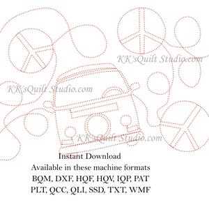 Peace Bus E2E - Longarm Digital Quilting Pattern  Edge to Edge Instant Download