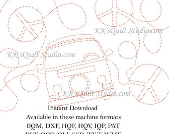 Peace Bus E2E - Longarm Digital Quilting Pattern  Edge to Edge Instant Download