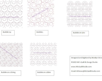 Modern Bubbles Set - Five Designs - Longarm Digital Quilting Pattern  Edge to Edge Instant Download