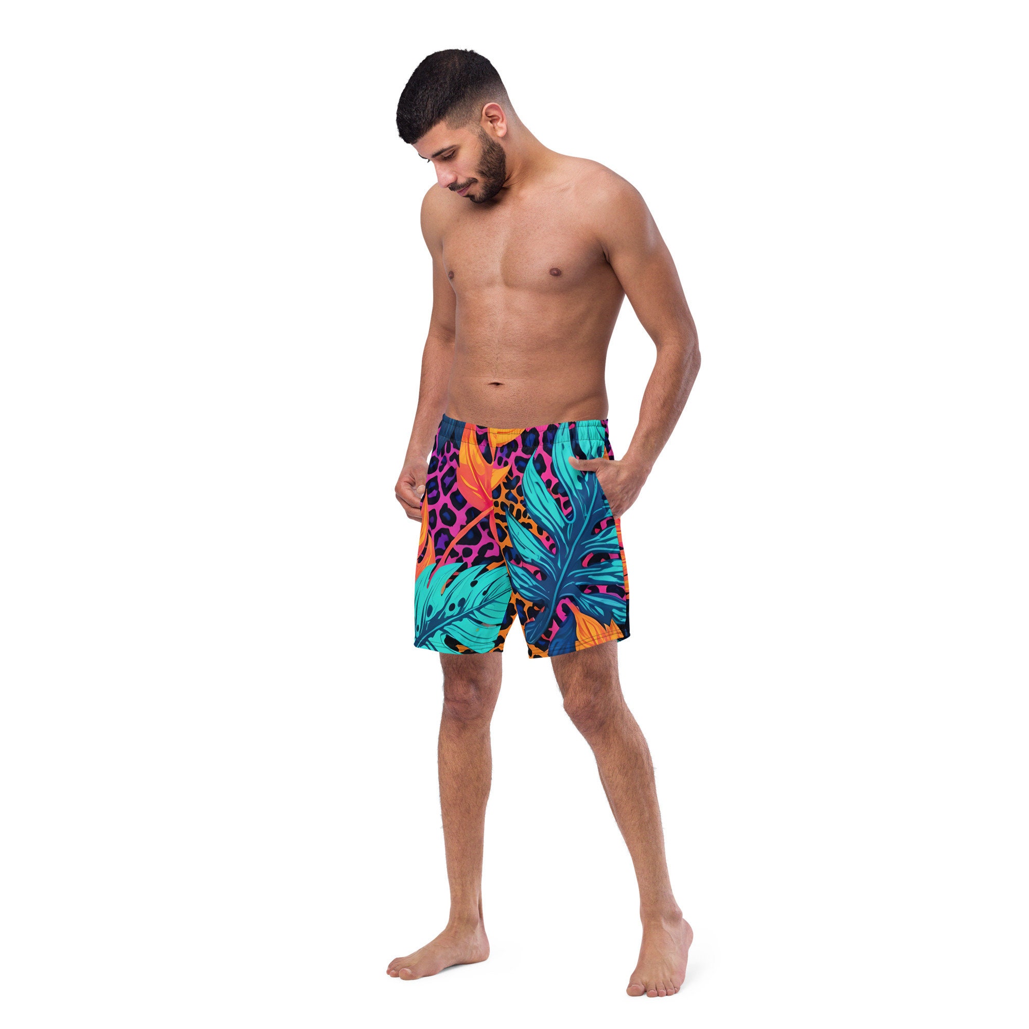 Charcoal Leopard & Neon Pink Swim Bottoms main image 1