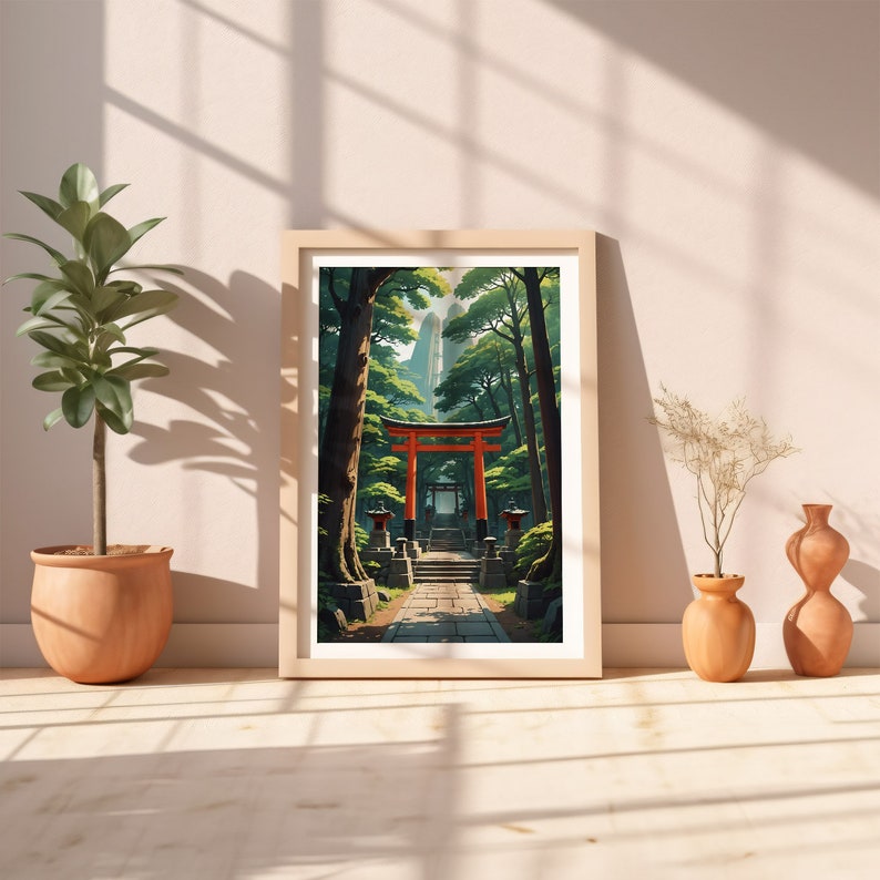 Shinto Shrine Japanese Print Poster, Traditional Japanese Wall Art