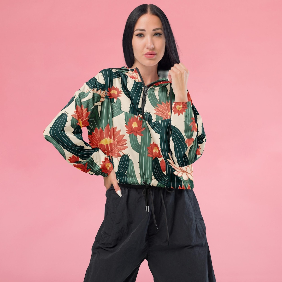 Women's Cropped Windbreaker Desert Oasis, Rave Outfit, Dancewear ...