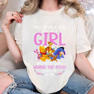 Er was eens meisje hield van Winnie de Poeh-shirt, schattig Disney-grafisch T-shirt, shirt Pooh Bear Friends, cadeau voor haar, gezond cartoon-T-shirt