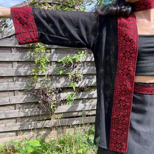 Palestine Embroidery Jacket - Sea Through Black Jacket - Cover Up - Palestinian Embroidery - Palestinian Tatreez Jacket - Gifts For Her image 3