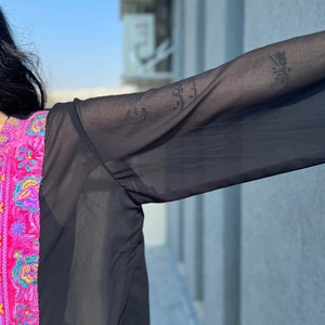 Palestine Embroidery Jacket - Sea Through Black Jacket - Cover Up - Palestinian Embroidery - Palestinian Tatreez Jacket - Gifts For Her image 7