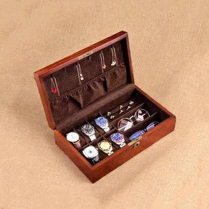 Boîte de rangement de lunettes de soleil multifonctionnelle, grande boîte à bijoux avec serrure, étui à lunettes en bois de frêne de Mandchourie, porte-lunettes personnalisé
