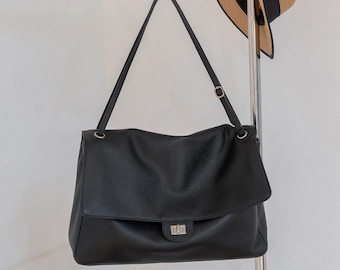 Leather Shoulder Bag, Women's Shoulder Bag, Large Underarm Bag, Minimalist, Commuter Bag