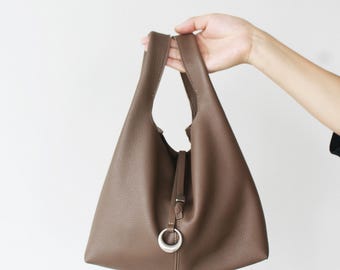 Leather Shoulder Bag, Soft Leather Handbag, Women's Leather Top Handle Bag, Elegant Leather Bag