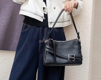 Leather Shoulder Bag, Women's Underarm Shoulder Bag, Elegant Women's Shoulder Bag
