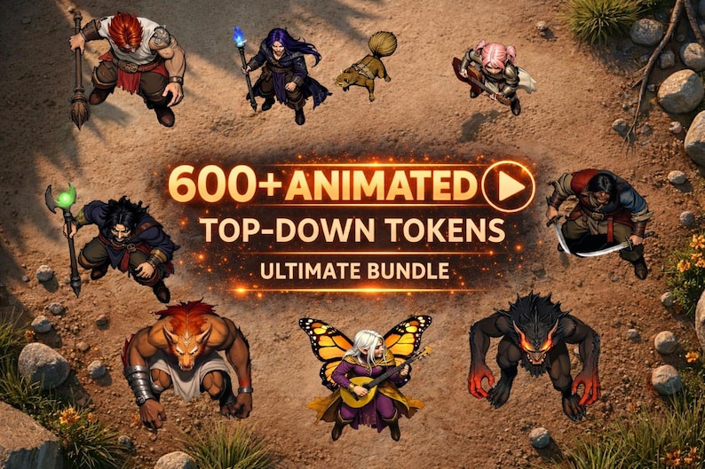 600+ Animated Dnd Top Down Tokens - Fantasy VTTRPG Creature Bundle - Etsy