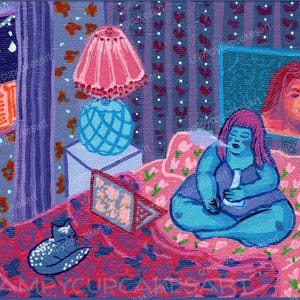 Goodnight Babe Woman Smoking Weed Fat Positive 8 x 10 Fine Art Print