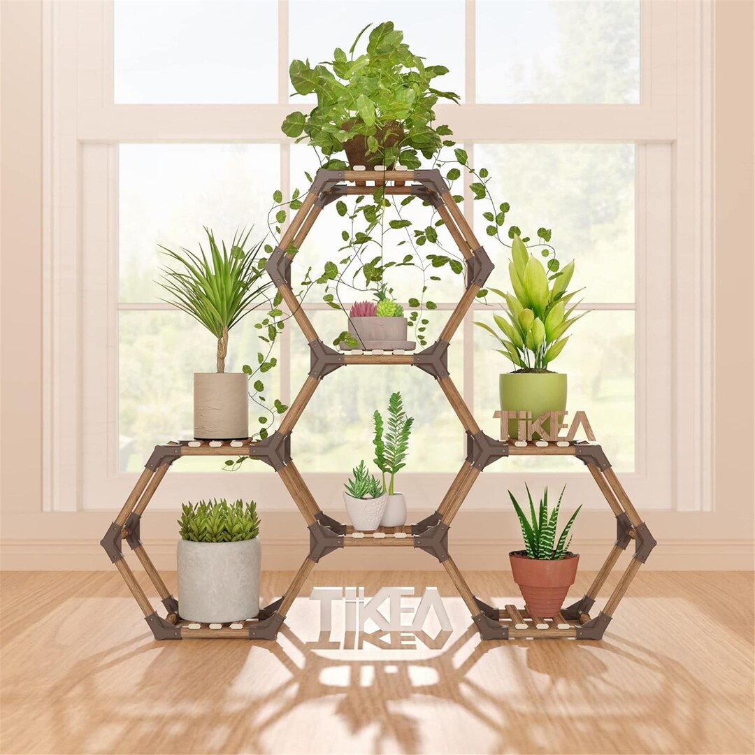 Plant Stand Indoor Outdoor Hexagonal Corner Plant Stand for Succulents