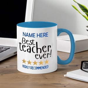 Teacher mug with name personalised Teacher mug best teacher ever mug teacher gift blue teacher mug