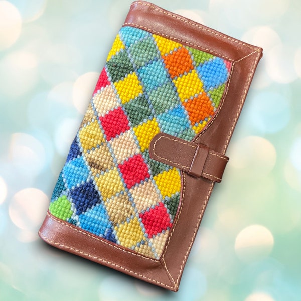 Handmade Cross-Stitching Genuine Leather Wallet "Queen of