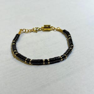 Obsidian, 14k Gold Plated Beads, Beaded Bracelet