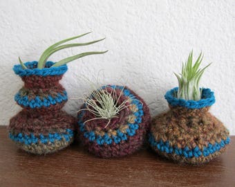 Patrón de ganchillo de macetas de plantas de aire - Colección de recipientes de ganchillo número uno - Macetas de Tillandsia - Patrón de ganchillo PDF