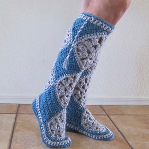Tall Muk Luks Slipper Socks Crocheted Socks Slippers Boots PDF Crochet Pattern image 4