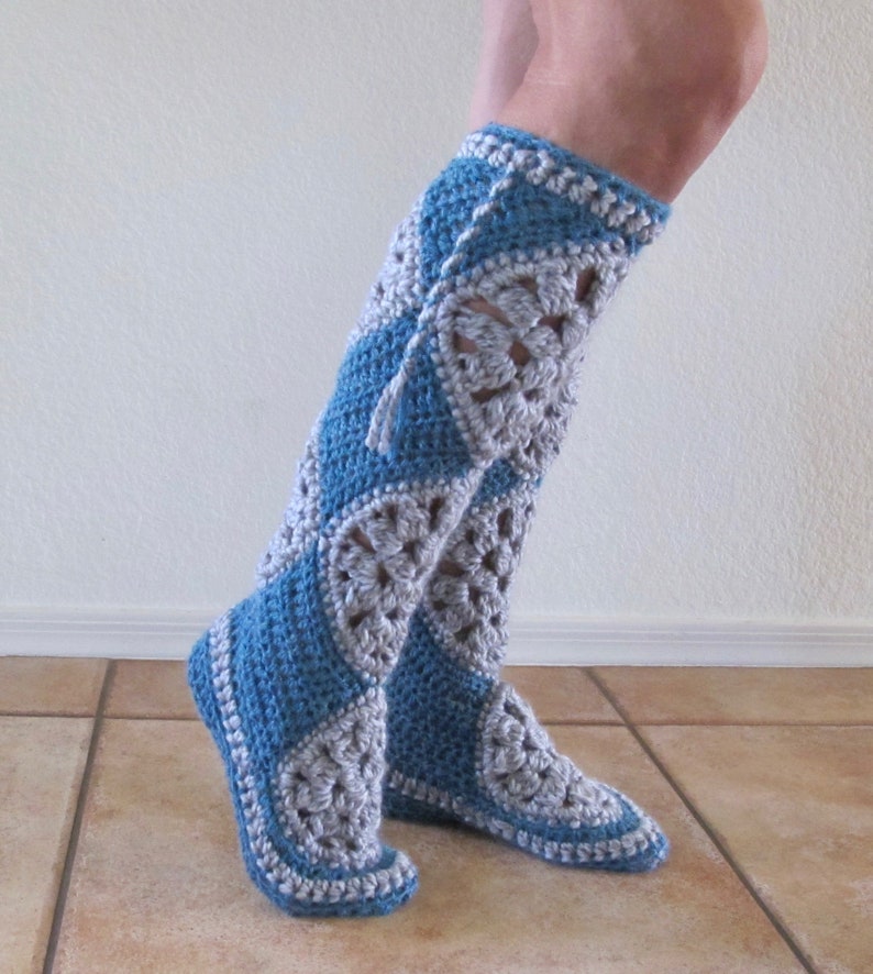 Tall Muk Luks Slipper Socks Crocheted Socks Slippers Boots PDF Crochet Pattern image 4