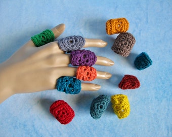 Crochet Boho Rings - PDF Crochet Pattern - Hippie Rings - Fiber Rings - Crochet Cotton Rings