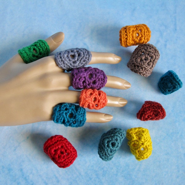 Crochet Boho Rings - PDF Crochet Pattern - Hippie Rings - Fiber Rings - Crochet Cotton Rings
