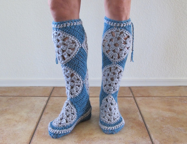 Tall Muk Luks Slipper Socks Crocheted Socks Slippers Boots PDF Crochet Pattern image 1