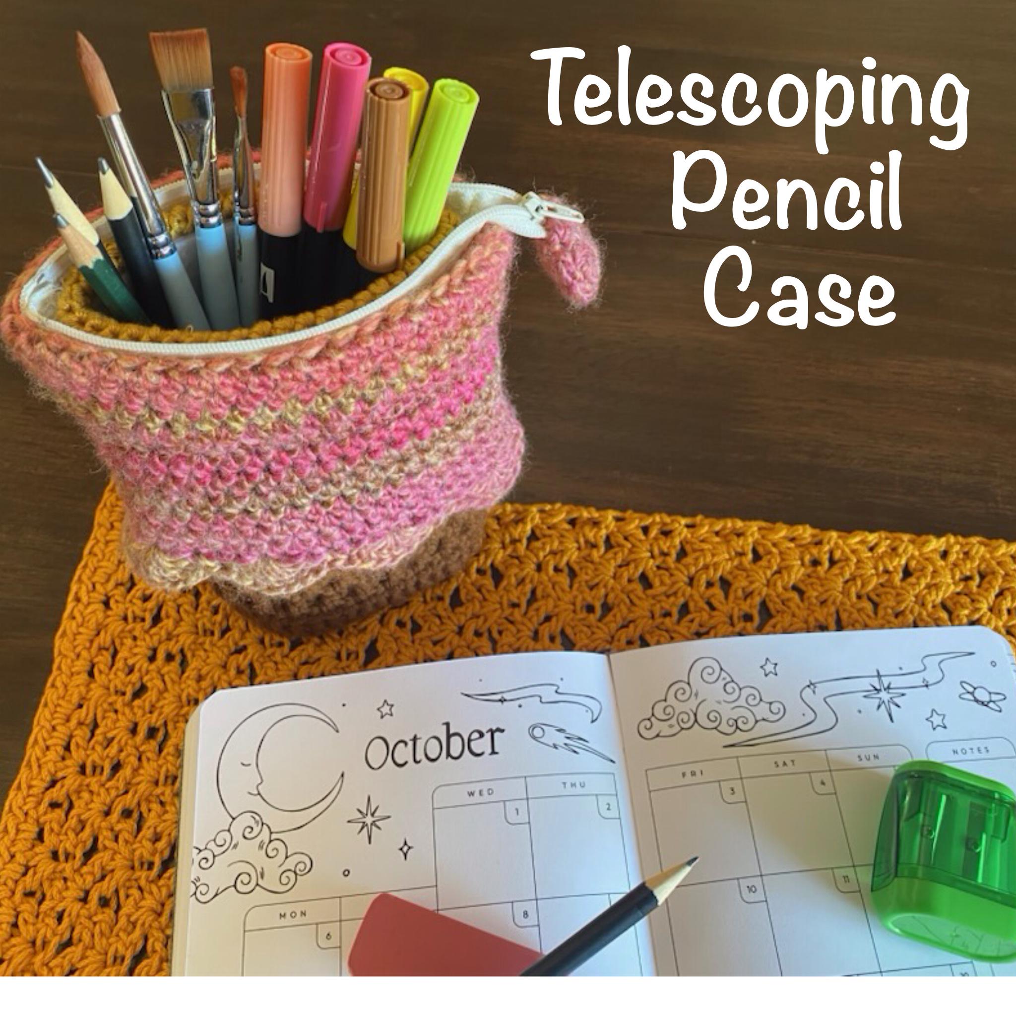 18 Crochet Pencil Case Patterns with Box Pouches, Wristlets, and Holders 8 Telescoping Pencil Case Crochet
