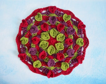 Falling Leaves Mandala Crochet Pattern - Crocheted Mandala - Crochet Applique - Crochet Round Motif - PDF Crochet Pattern