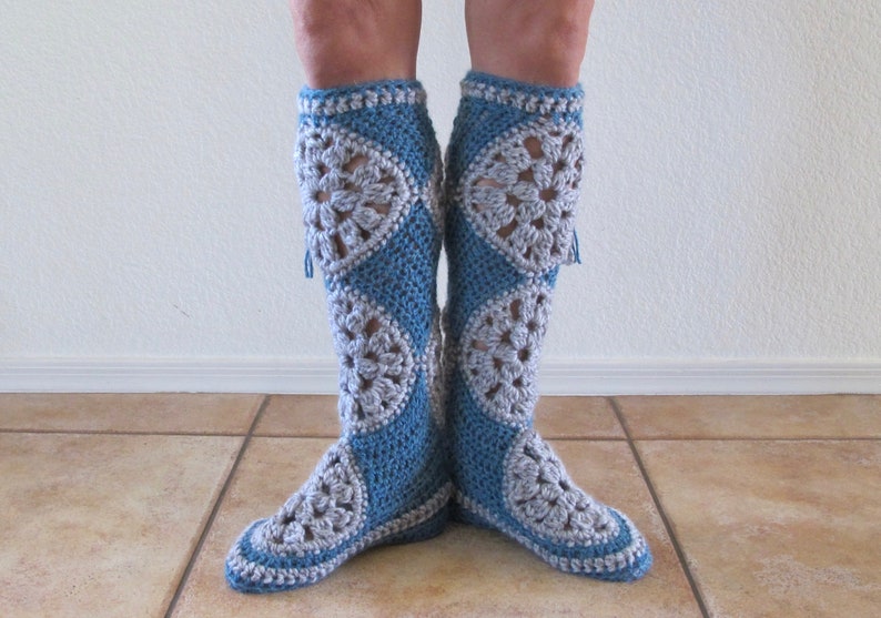 Tall Muk Luks Slipper Socks Crocheted Socks Slippers Boots PDF Crochet Pattern image 3
