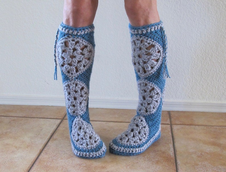 Tall Muk Luks Slipper Socks Crocheted Socks Slippers Boots PDF Crochet Pattern image 2