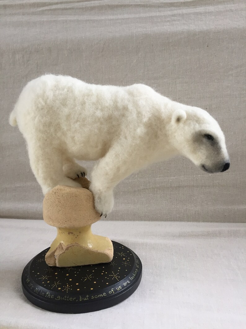 Needle felted polar bear...'Balancing Act' Etsy