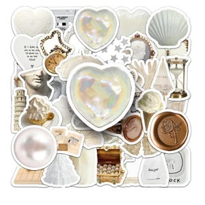 10+ Weiß niedliche ästhetische Aufkleber für Dekor, Laptops, Flaschen - Alte wunderschöne königliche fabelhafte ausgefallene Graffiti Sticker Pack super süß!