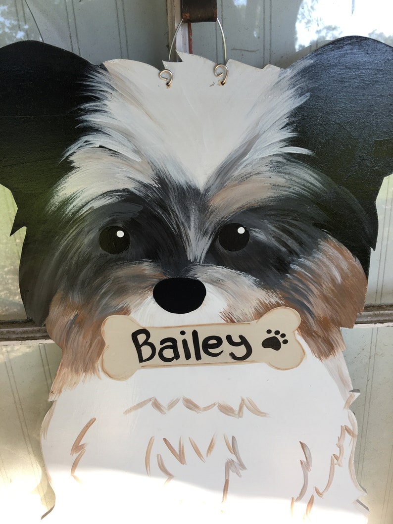 Front door decor Yorkie dog hanger Yorkie door hanger dog Etsy