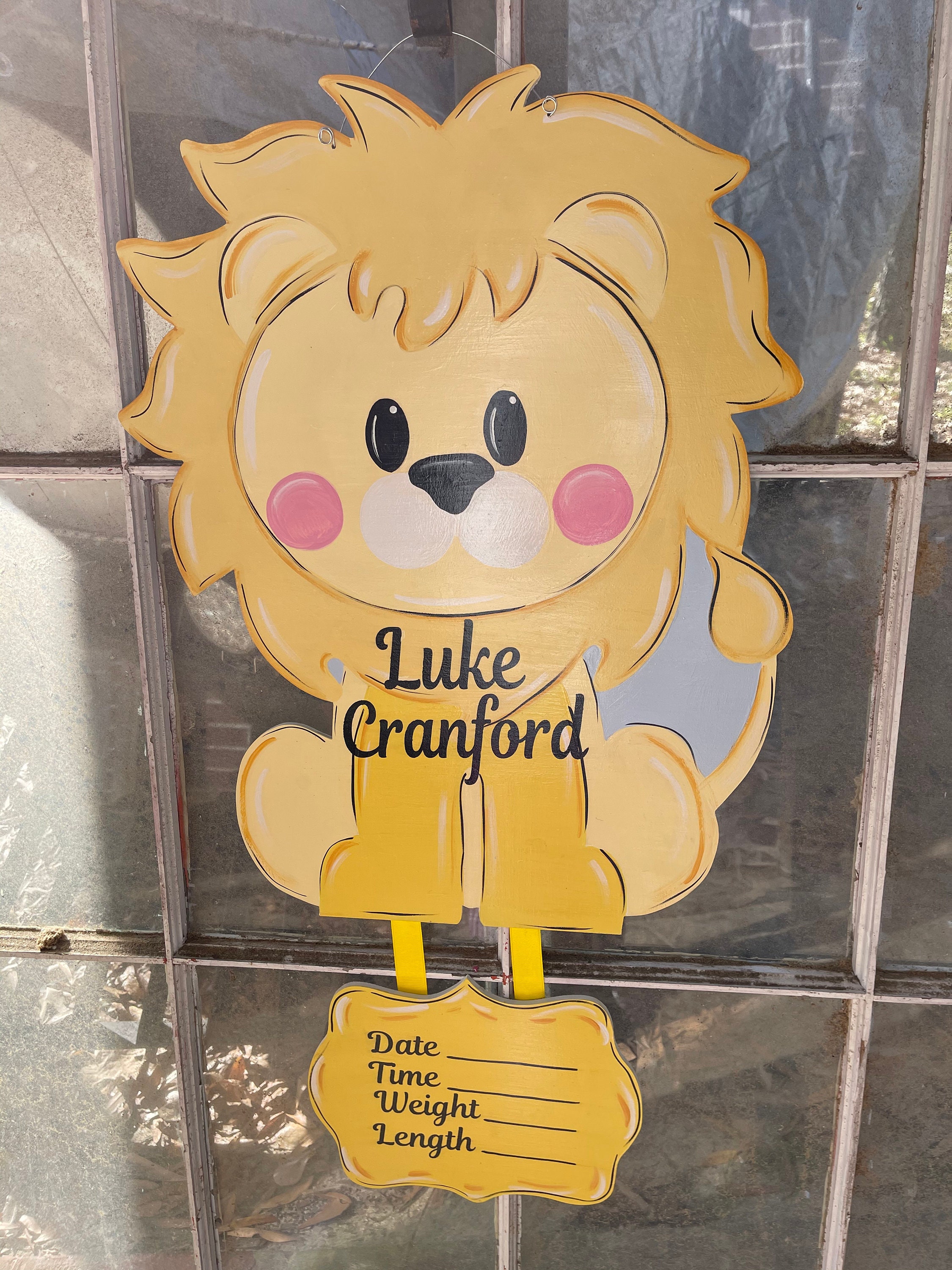 Lion Baby Door Hanger Hospital Door Sign Birth Announcement Etsy