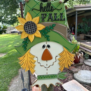Front door decor, fall decorations, scarecrow door hanger, fall wreath