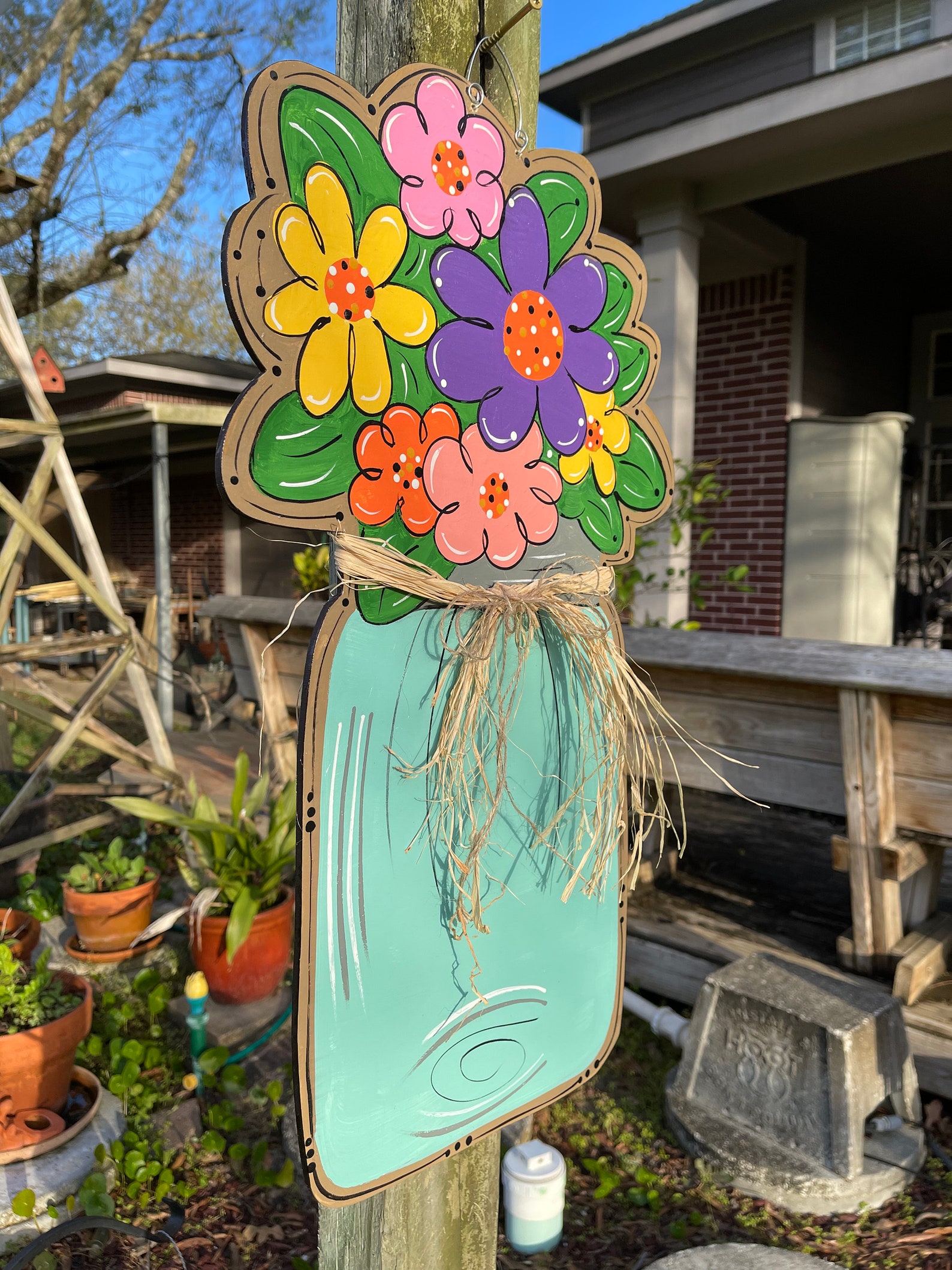 Front Door Decor Spring Door Hanger Mason Jar Mason Jar Etsy
