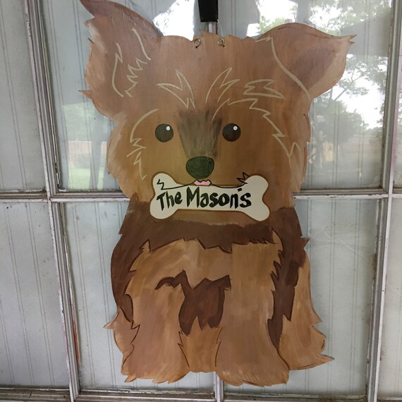 Front door decor Yorkie dog hanger Yorkie door hanger dog Etsy