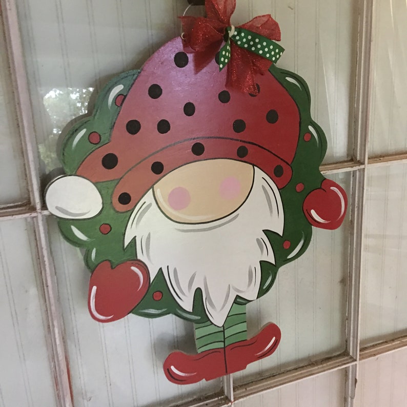 Gnome door hanger Christmas decorations front door decor Etsy