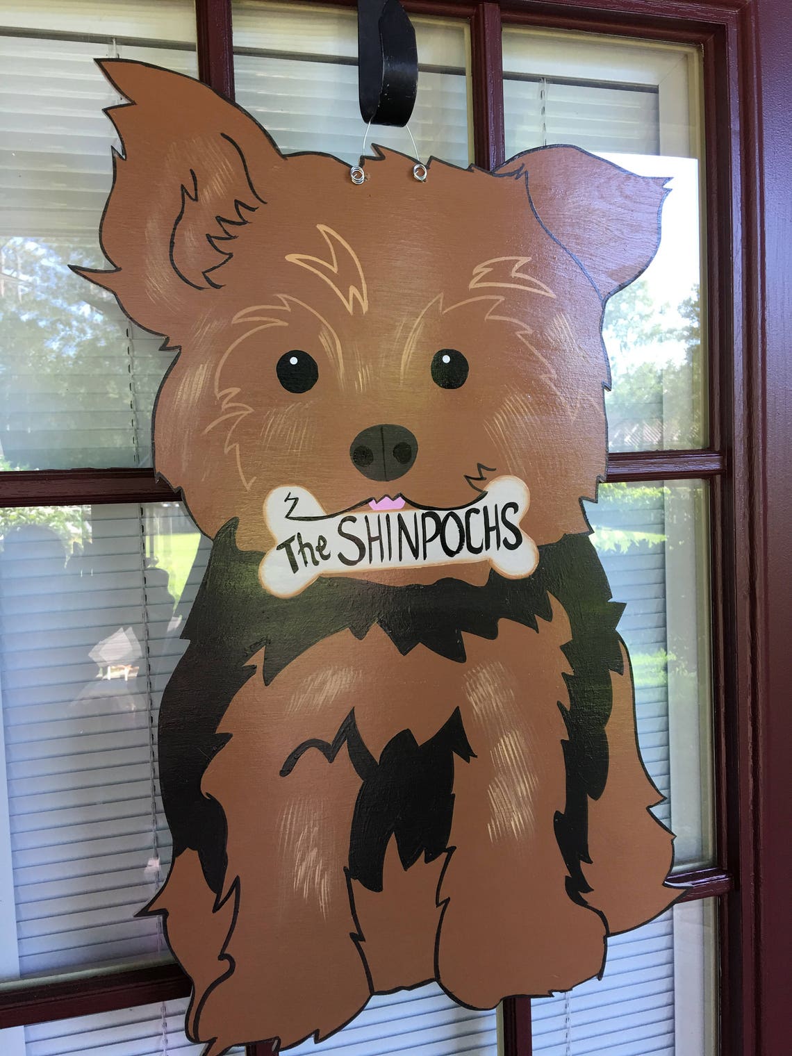 Front door decor Yorkie dog hanger Yorkie door hanger dog Etsy