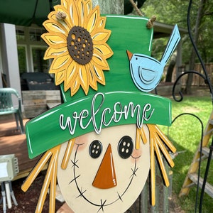 Front door decor, fall decorations, scarecrow door hanger, fall wreath