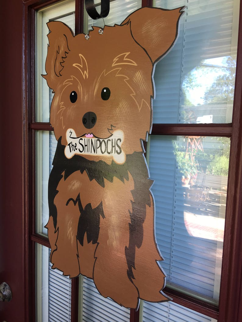 Front door decor Yorkie dog hanger Yorkie door hanger dog Etsy