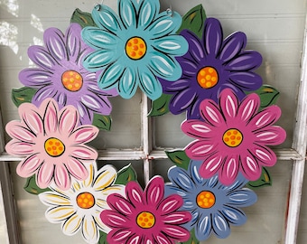 Spring door hanger, flower wreath, spring wreath, front door hanger, front door decor