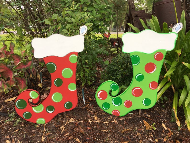 Christmas Yard Art Stockings Yard Art Christmas Decorations Etsy