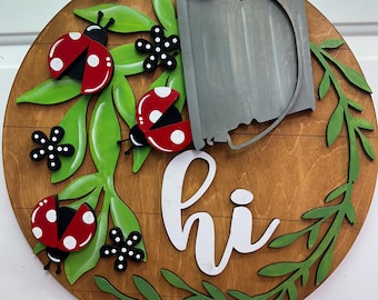 Ladybug Door Hanger: Hand-Painted 3D Spring Wreath (18")