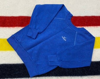Sz 5-6Months Vintage 1980s Wrangler Blue Raglan Blank Kids USA Made Crewneck Sweatshirt