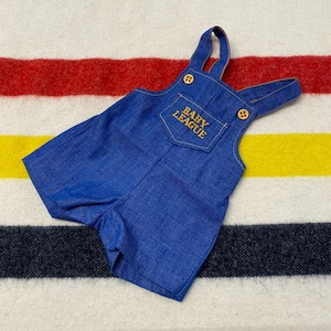 Sz 6Months 70s Baby League Denim Bib Overalls USA Made