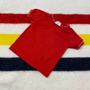 Sz 18Months Vintage 70s Red Plain Baby Ringer T Shirt USA Made
