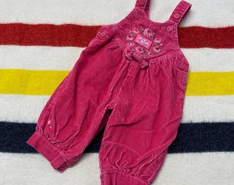 Vintage Oshkosh Overalls Blue Corduroy Dalmatian Dog Print Oshkosh 