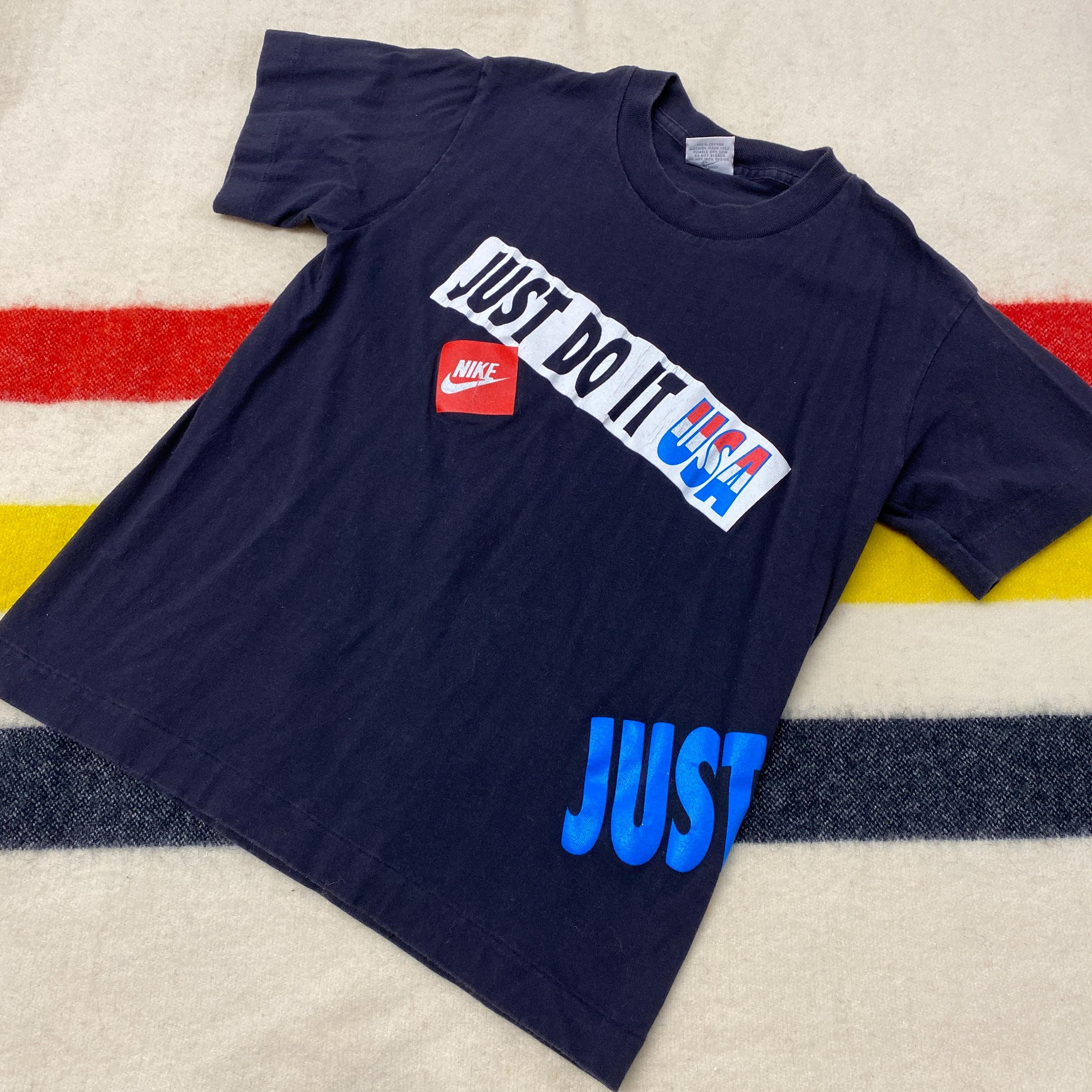 Sz S Youth 90s Nike Just Do It USA Kids Black T Shirt USA Made - Etsy