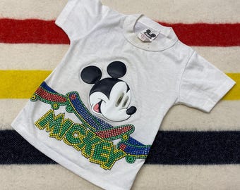 Sz 4T 80s Mickey Mouse Skateboards Disney White Baby T Shirt USA Made